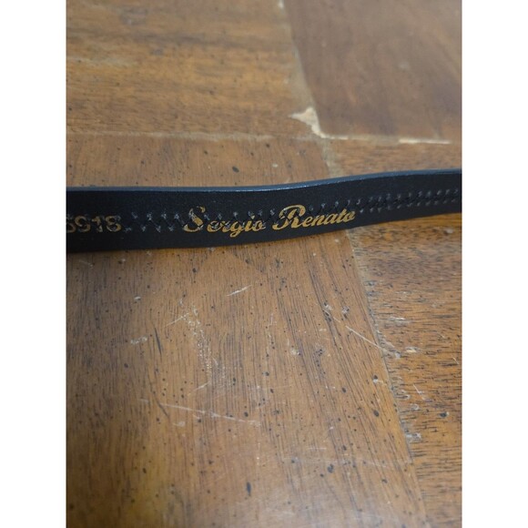 Sergio Renato Black Leather Gold Studded Belt Skinny Size 32 /80 Rare main image 4